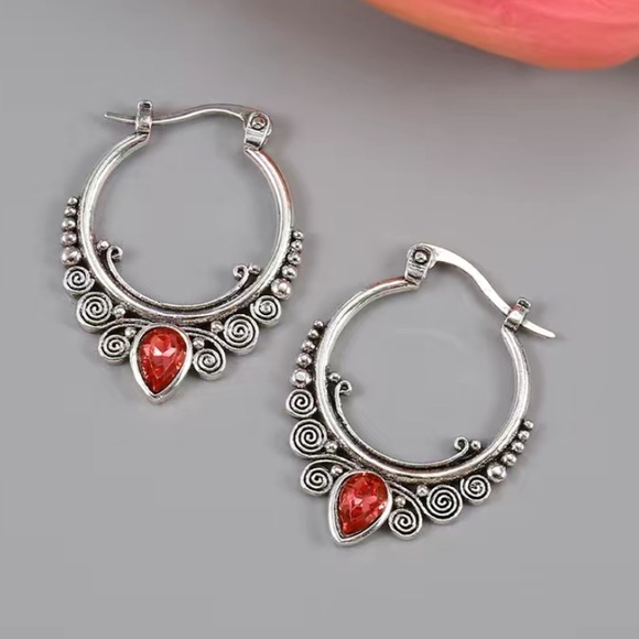 Free People Jewelry - Sterling Silver & Garnet Earrings
